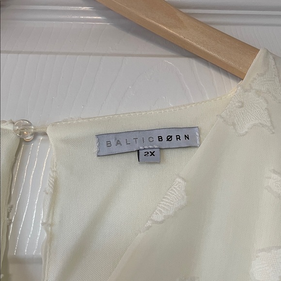 Baltic Born Evelyn Smocked Maxi Dress in Off White Deep V Neck - Picture 9 of 11